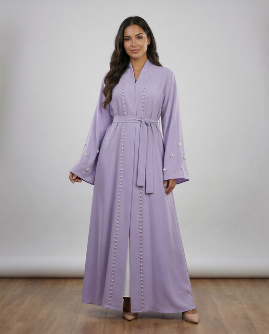 Elegante Abaya mit Perlenstickerei – Modernes Design für Eid & Anlässe
