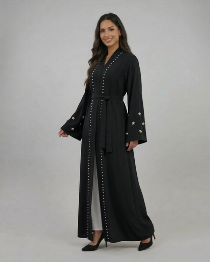 Elegante Abaya mit Perlenstickerei – Modernes Design für Eid & Anlässe