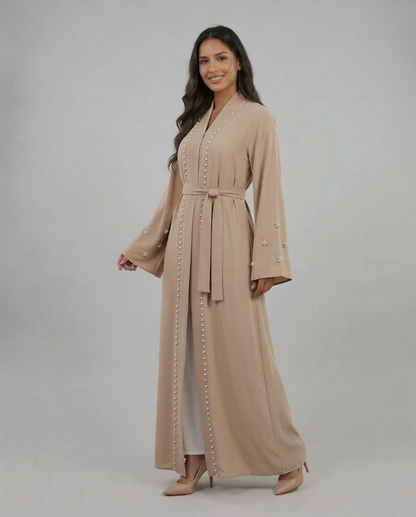 Elegante Abaya mit Perlenstickerei – Modernes Design für Eid & Anlässe