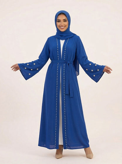Elegante Abaya mit Perlenstickerei – Modernes Design für Eid & Anlässe