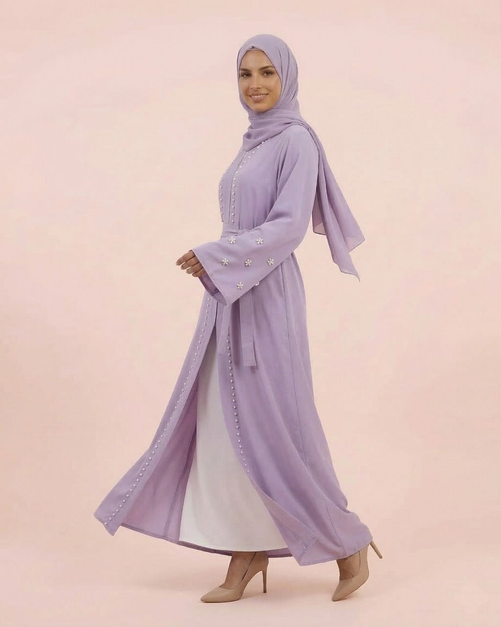 Elegante Abaya mit Perlenstickerei – Modernes Design für Eid & Anlässe