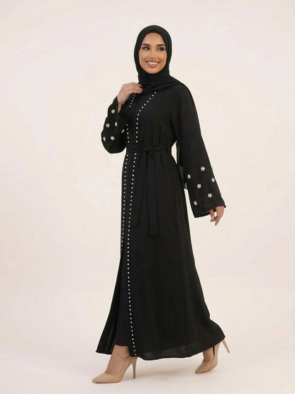 Elegante Abaya mit Perlenstickerei – Modernes Design für Eid & Anlässe