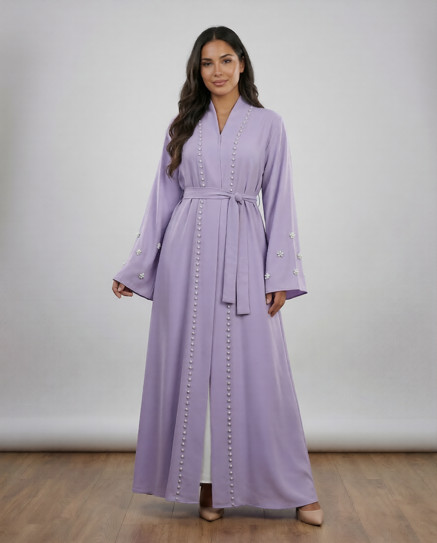 Elegante Abaya mit Perlenstickerei – Modernes Design für Eid & Anlässe