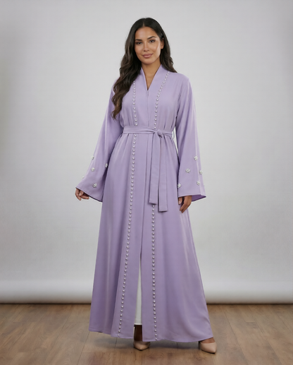Elegante Abaya mit Perlenstickerei – Modernes Design für Eid & Anlässe