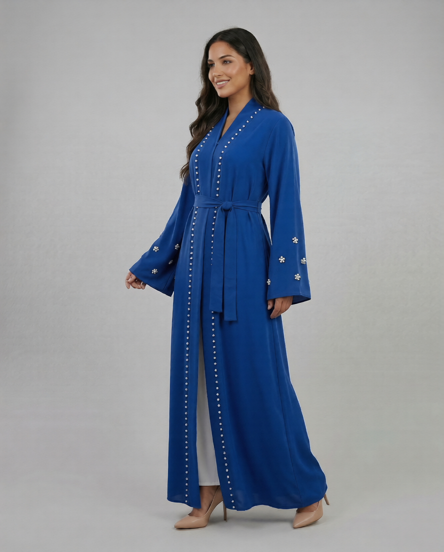 Elegante Abaya mit Perlenstickerei – Modernes Design für Eid & Anlässe